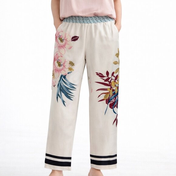 Etro floral print silk trousers size 48